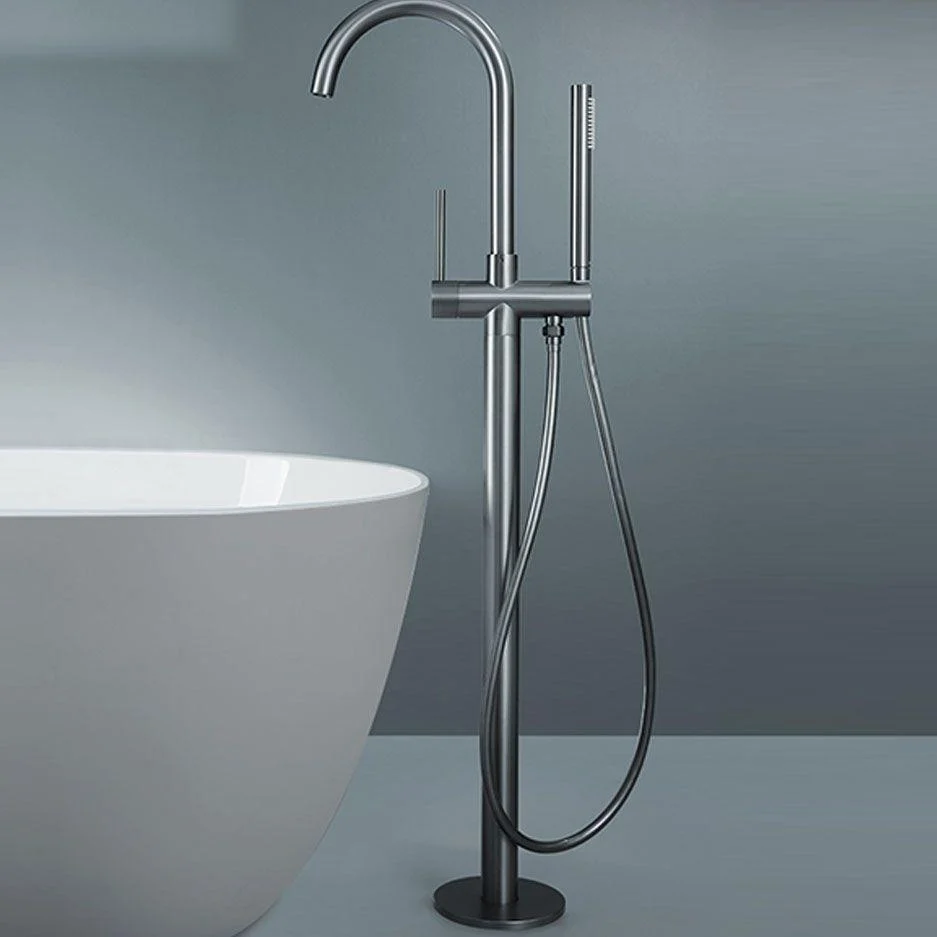 Contemporary Bathroom Tap Floor Mounted Copper High Arc Fixed Freestanding Tub Filler -Bathlova