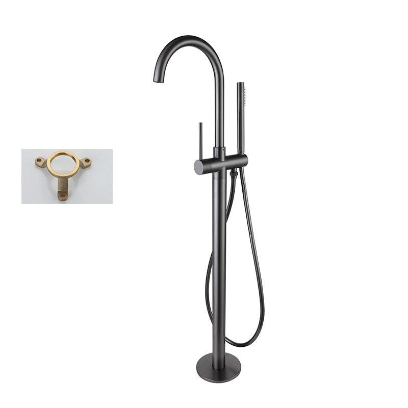 Contemporary Bathroom Tap Floor Mounted Copper High Arc Fixed Freestanding Tub Filler -Bathlova