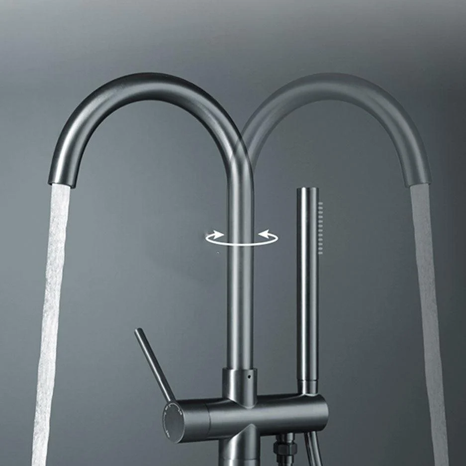 Contemporary Bathroom Tap Floor Mounted Copper High Arc Fixed Freestanding Tub Filler -Bathlova