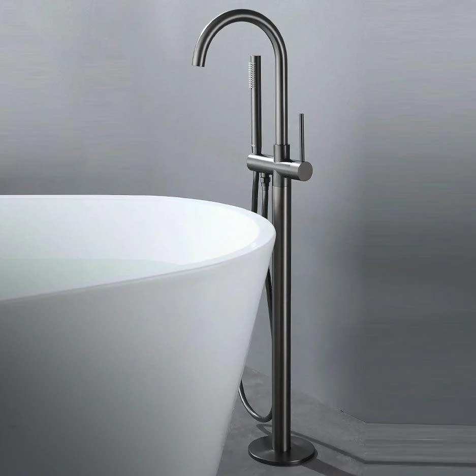 Contemporary Bathroom Tap Floor Mounted Copper High Arc Fixed Freestanding Tub Filler -Bathlova