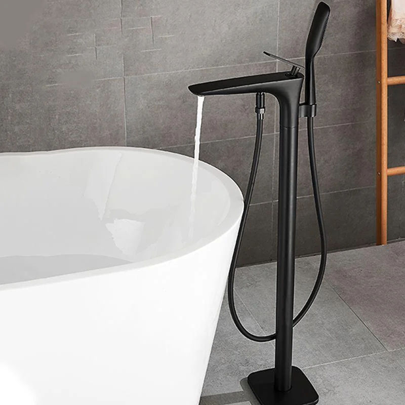 Contemporary Bathroom Tap Floor Mounted Copper One Handle Fixed Freestanding Tub Filler -Bathlova