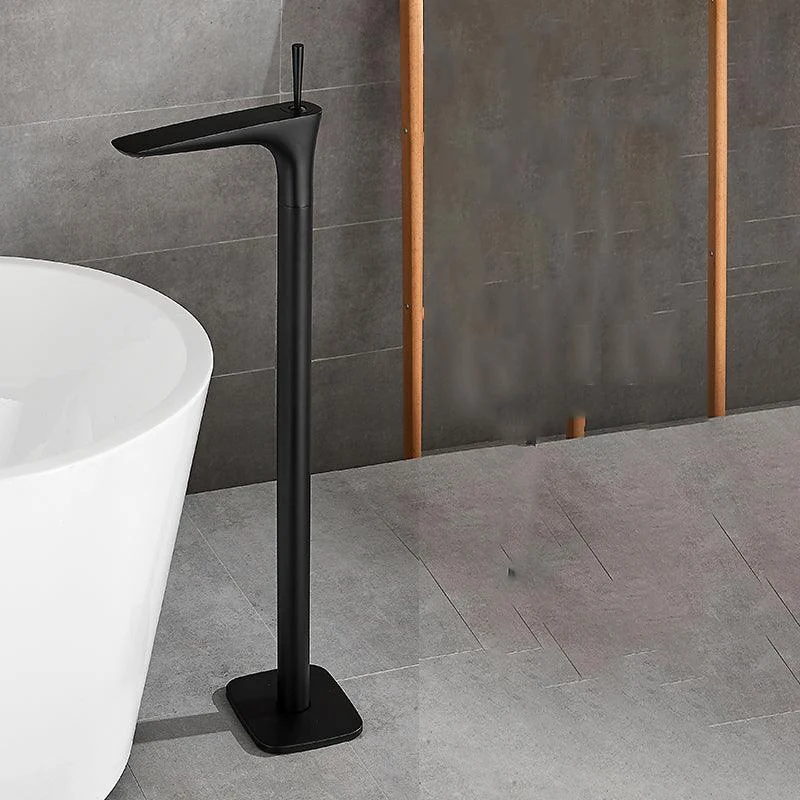 Contemporary Bathroom Tap Floor Mounted Copper One Handle Fixed Freestanding Tub Filler -Bathlova