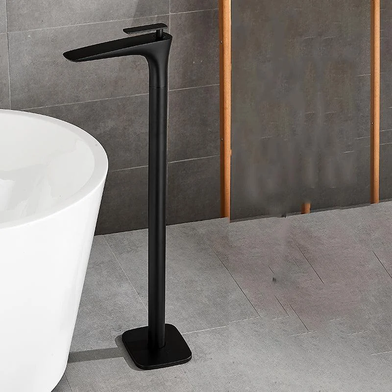 Contemporary Bathroom Tap Floor Mounted Copper One Handle Fixed Freestanding Tub Filler -Bathlova