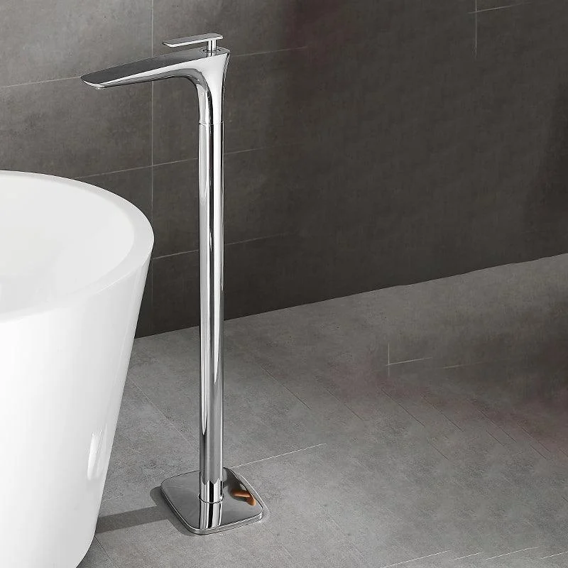 Contemporary Bathroom Tap Floor Mounted Copper One Handle Fixed Freestanding Tub Filler -Bathlova