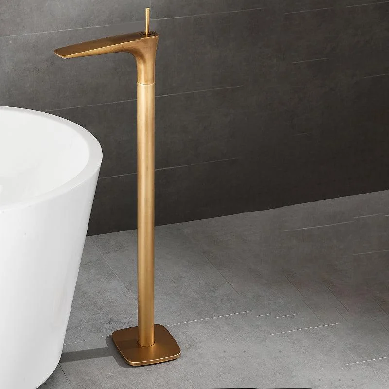 Contemporary Bathroom Tap Floor Mounted Copper One Handle Fixed Freestanding Tub Filler -Bathlova