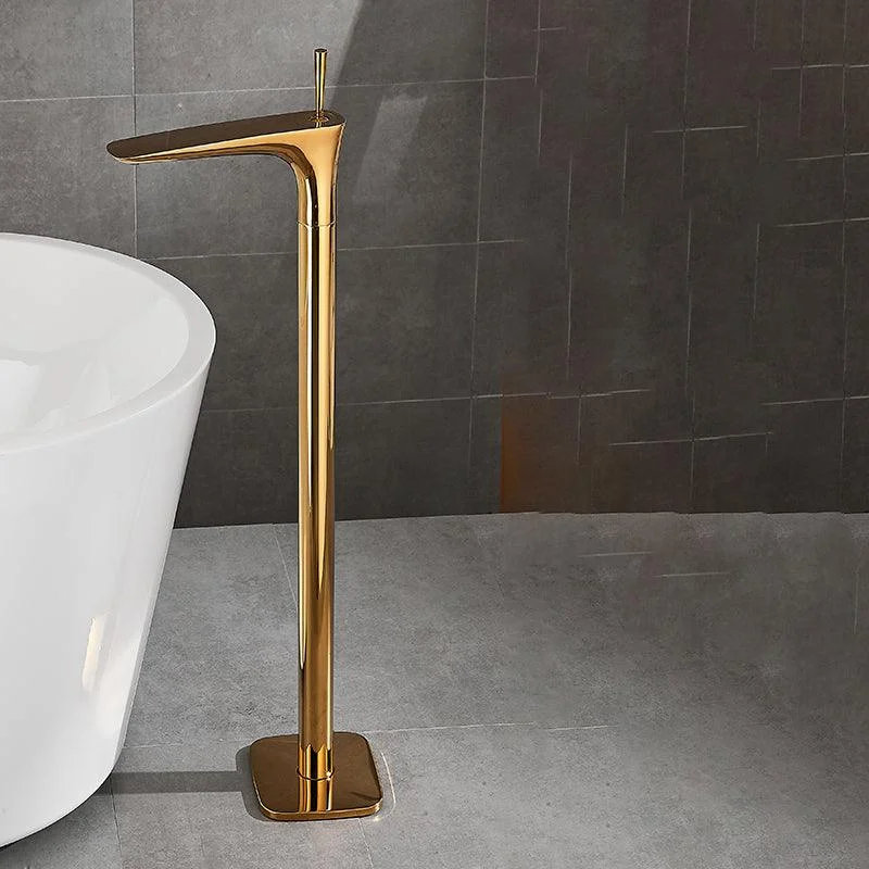 Contemporary Bathroom Tap Floor Mounted Copper One Handle Fixed Freestanding Tub Filler -Bathlova