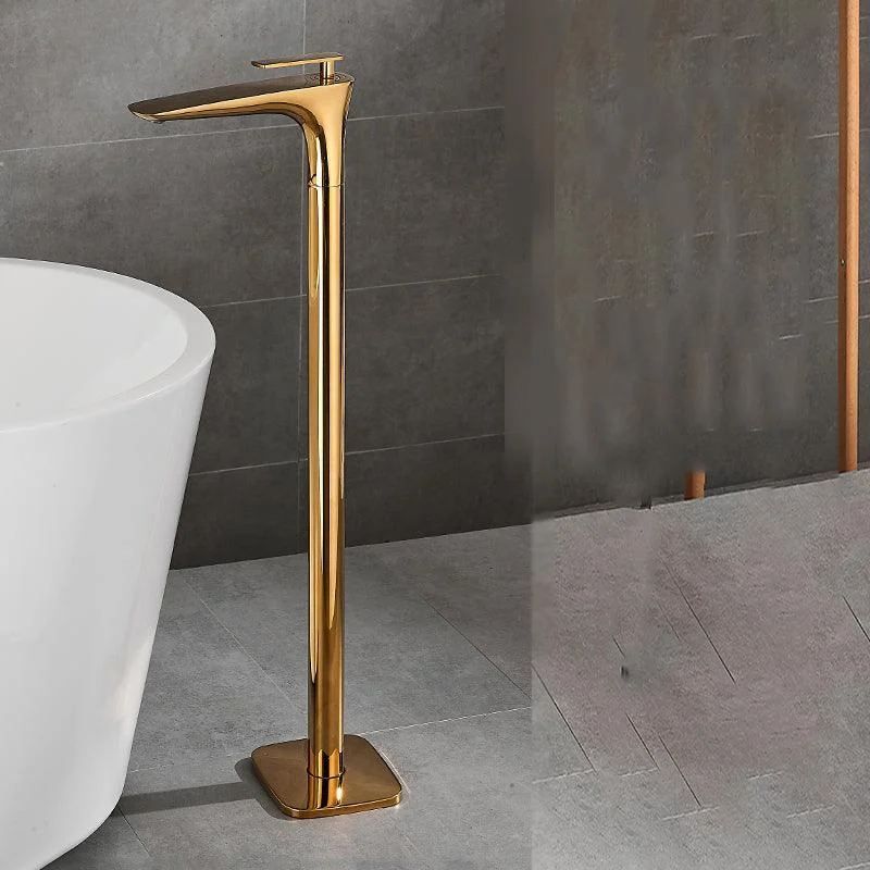 Contemporary Bathroom Tap Floor Mounted Copper One Handle Fixed Freestanding Tub Filler -Bathlova