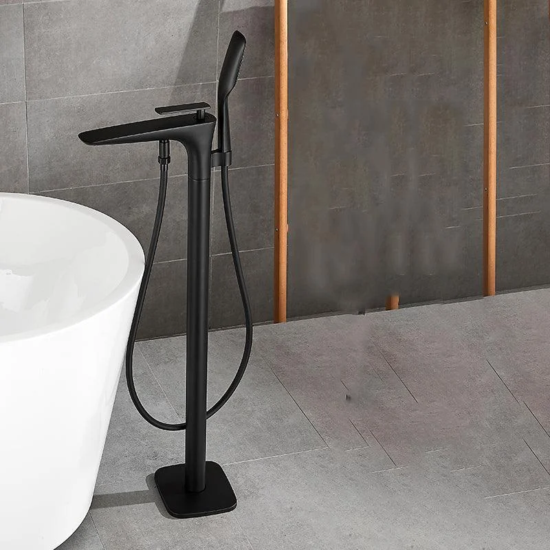 Contemporary Bathroom Tap Floor Mounted Copper One Handle Fixed Freestanding Tub Filler -Bathlova