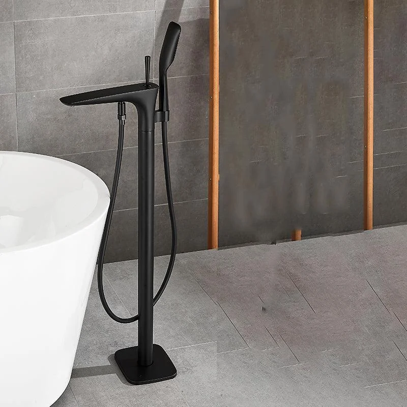 Contemporary Bathroom Tap Floor Mounted Copper One Handle Fixed Freestanding Tub Filler -Bathlova