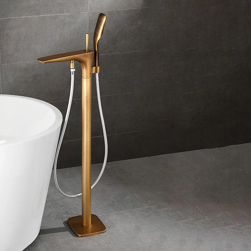 Contemporary Bathroom Tap Floor Mounted Copper One Handle Fixed Freestanding Tub Filler -Bathlova