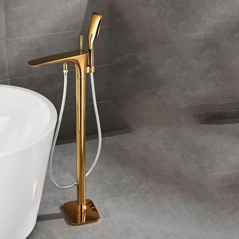 Contemporary Bathroom Tap Floor Mounted Copper One Handle Fixed Freestanding Tub Filler -Bathlova