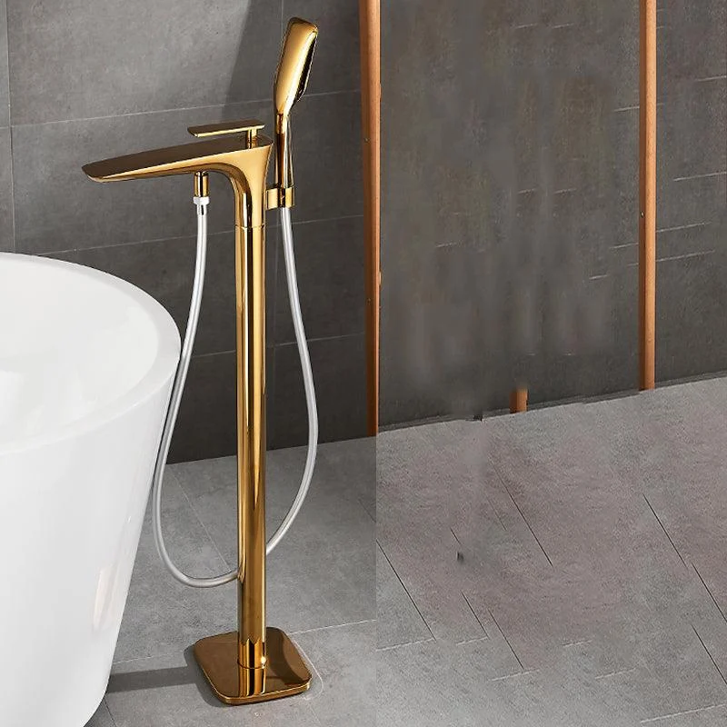 Contemporary Bathroom Tap Floor Mounted Copper One Handle Fixed Freestanding Tub Filler -Bathlova