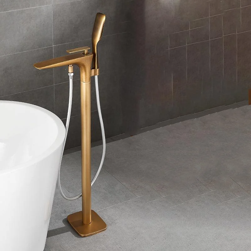 Contemporary Bathroom Tap Floor Mounted Copper One Handle Fixed Freestanding Tub Filler -Bathlova