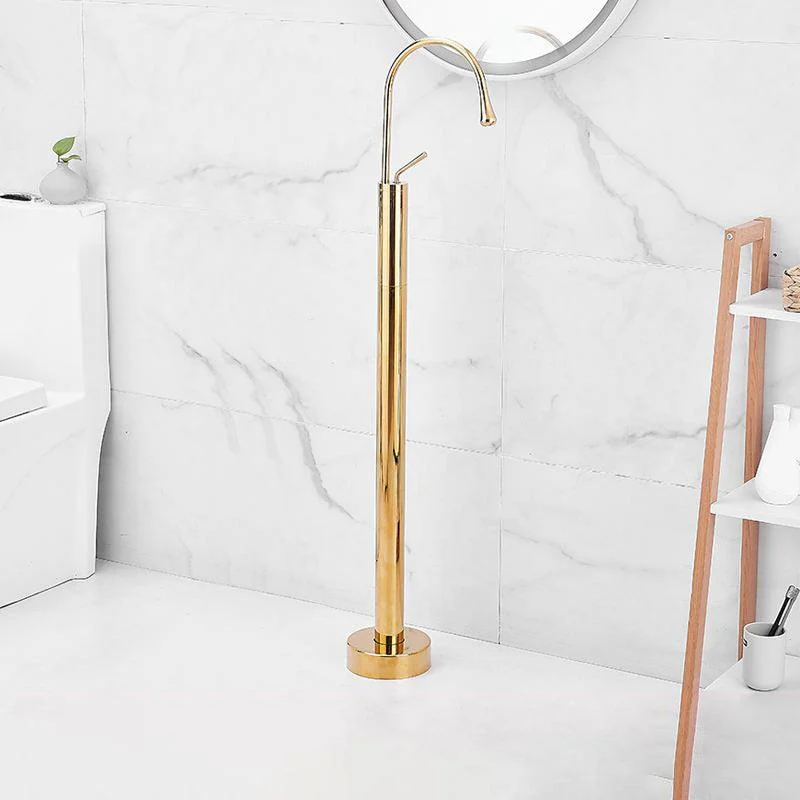 Contemporary Bathroom Tap Floor Mounted Copper One Handle Freestanding Tub Fillers -Bathlova