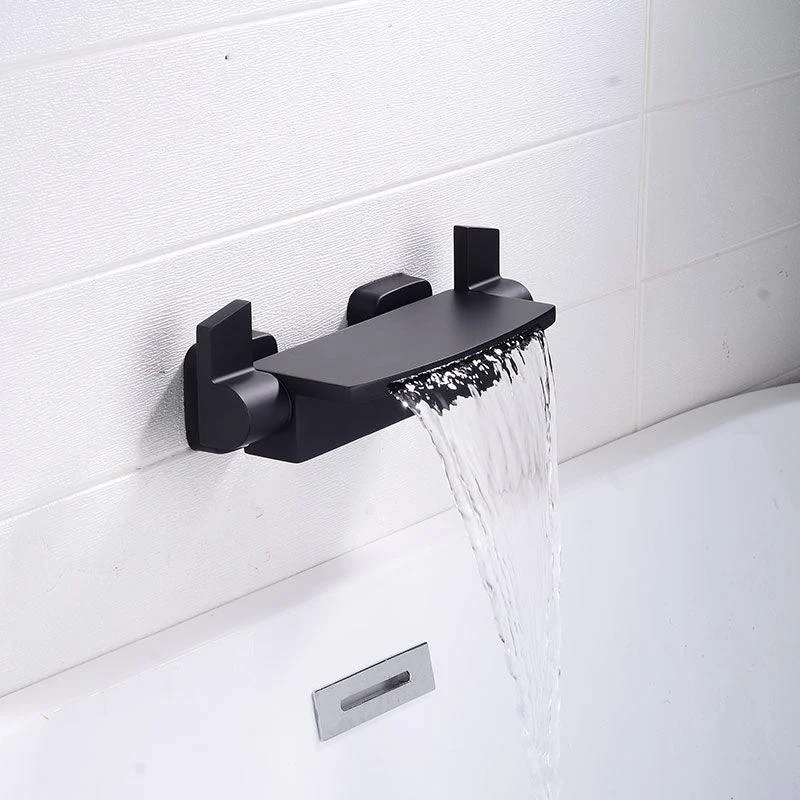 Contemporary Bathroom Tap Wall Mounted Copper Low Arc Fixed Clawfoot Tub Taps -Bathlova