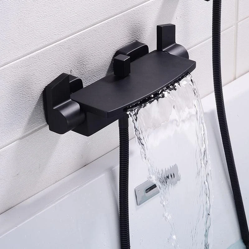 Contemporary Bathroom Tap Wall Mounted Copper Low Arc Fixed Clawfoot Tub Taps -Bathlova