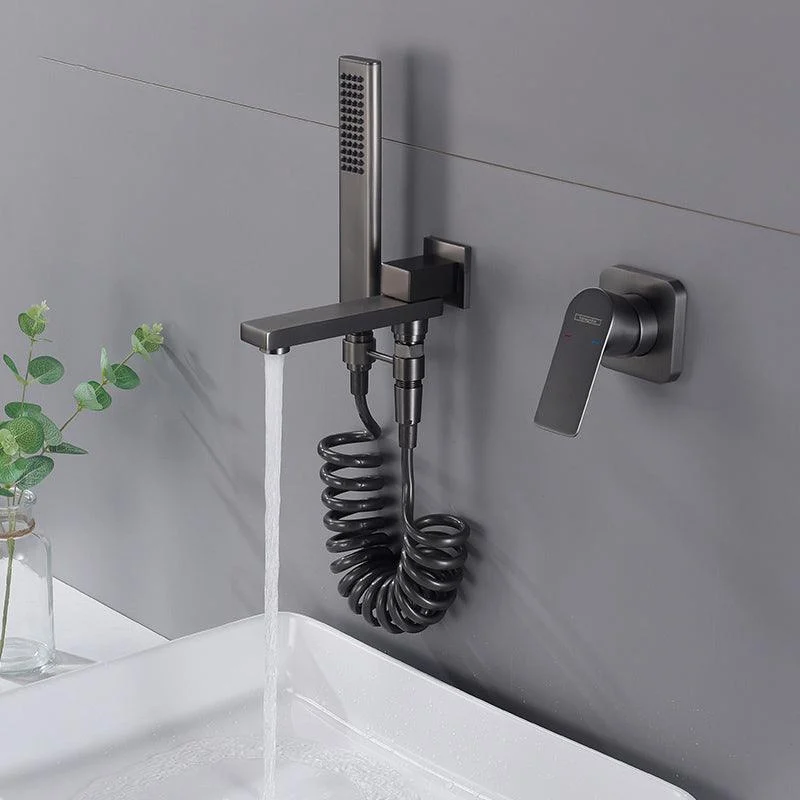 Contemporary Bathtub Tap Solid Color Low Arc Wall Mounted Bathroom Tap -Bathlova