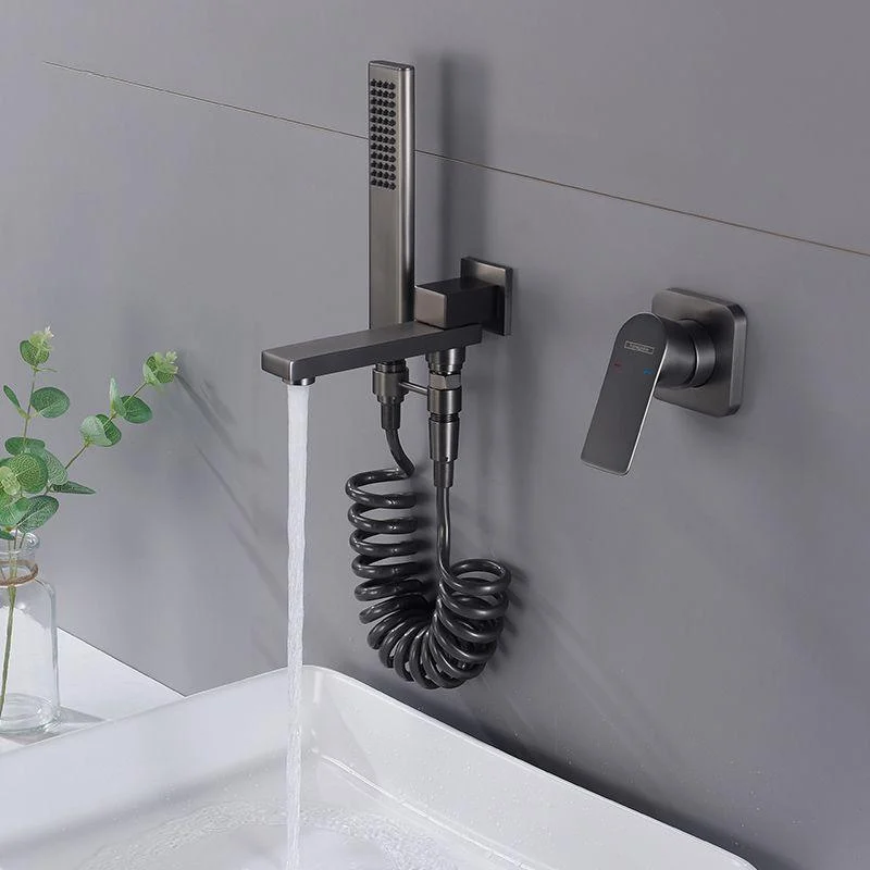 Contemporary Bathtub Tap Solid Color Low Arc Wall Mounted Bathroom Tap -Bathlova