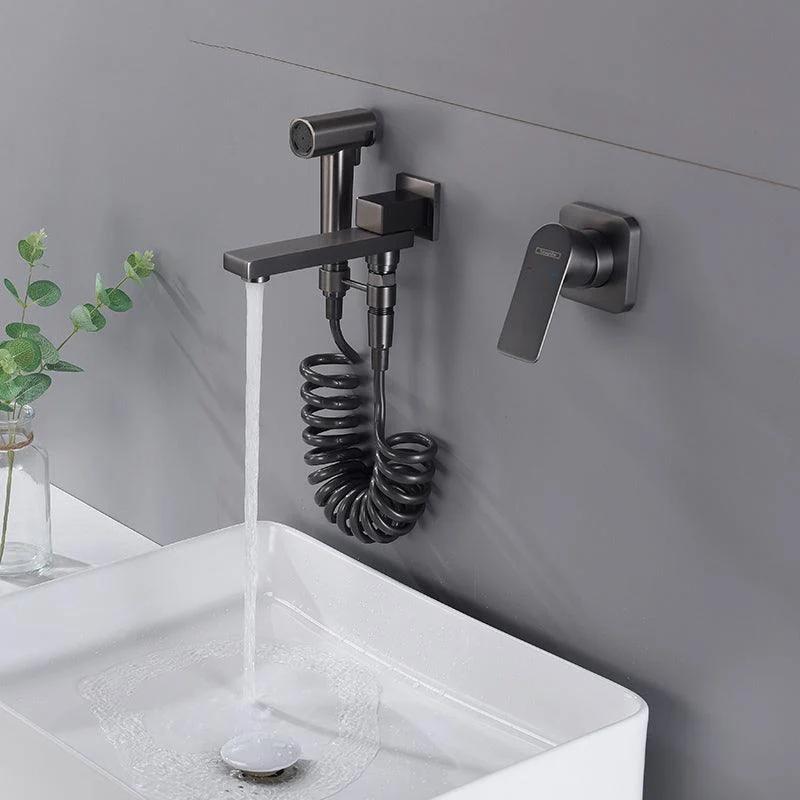 Contemporary Bathtub Tap Solid Color Low Arc Wall Mounted Bathroom Tap -Bathlova