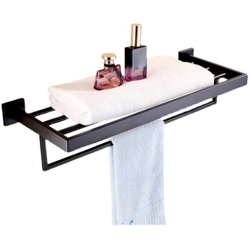 Contemporary Black Bathroom Accessory Kit in Metal with Towel Ring -Bathlova