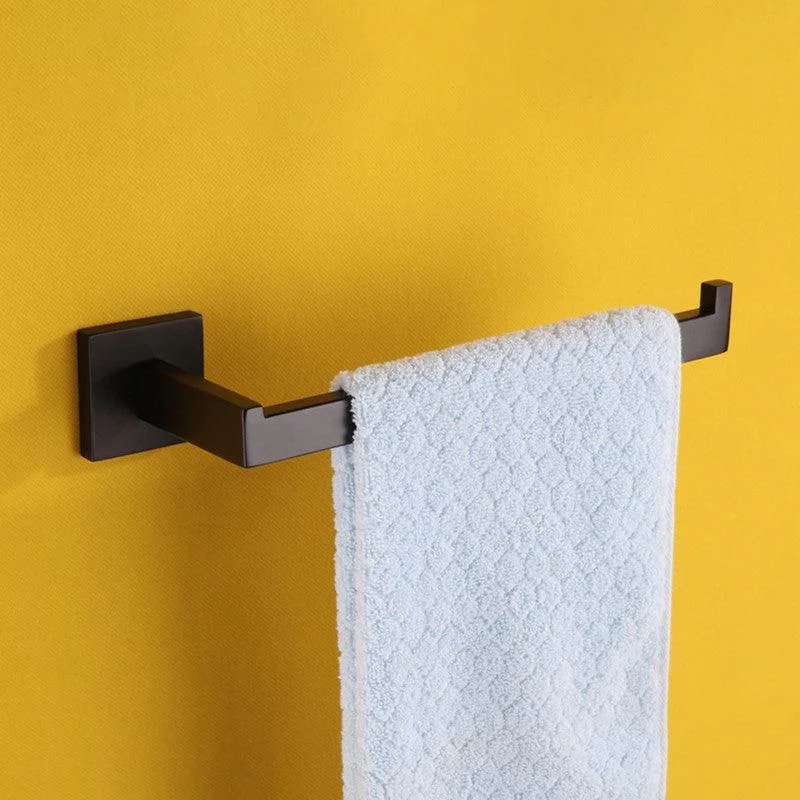 Contemporary Black Bathroom Accessory Kit in Metal with Towel Ring -Bathlova