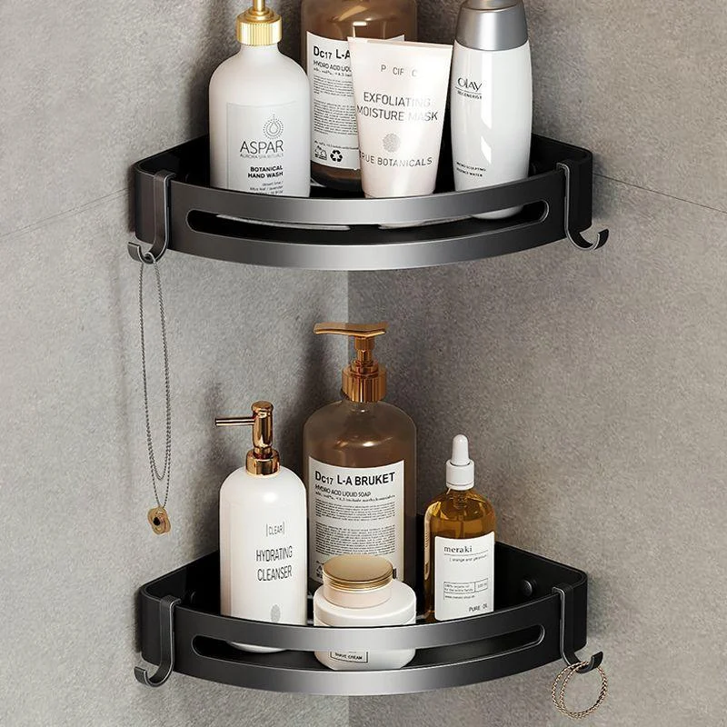 Contemporary Black Finish Bathroom Accessory Set with Bath Shelf/Towel Bar -Bathlova