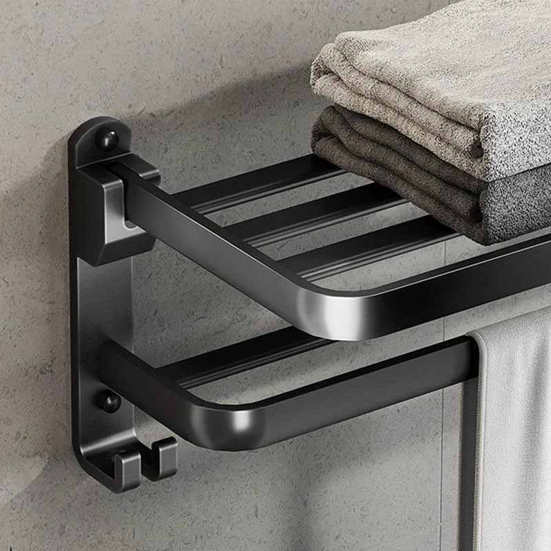 Contemporary Black Finish Bathroom Accessory Set with Bath Shelf/Towel Bar -Bathlova