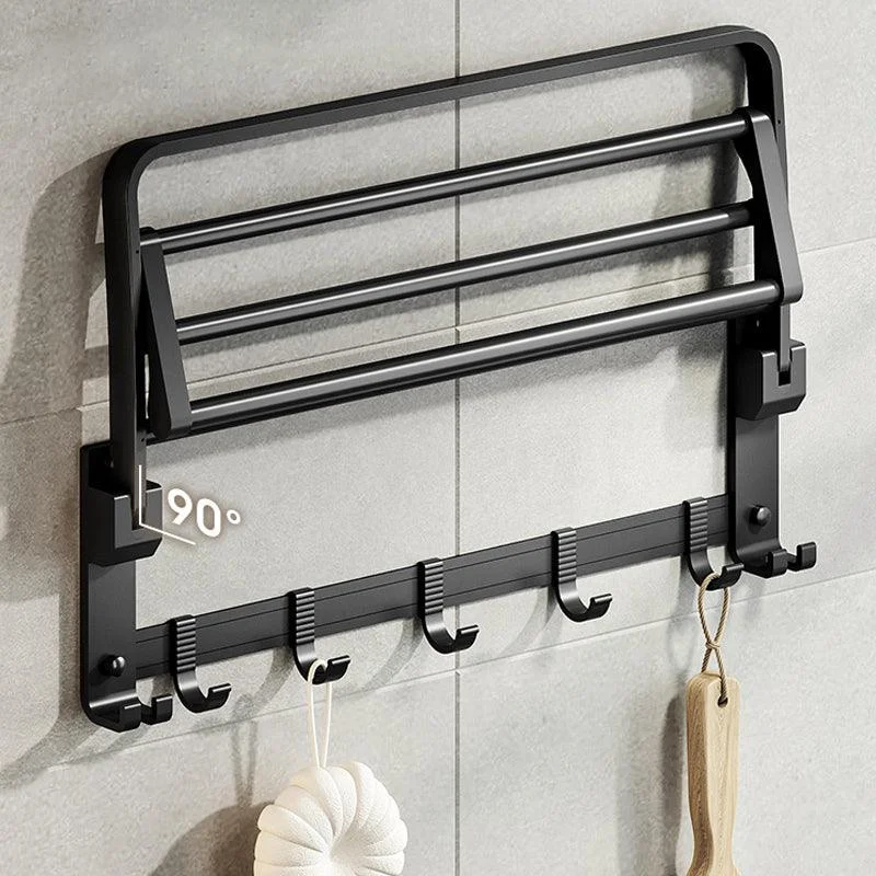 Contemporary Black Finish Bathroom Accessory Set with Bath Shelf/Towel Bar -Bathlova