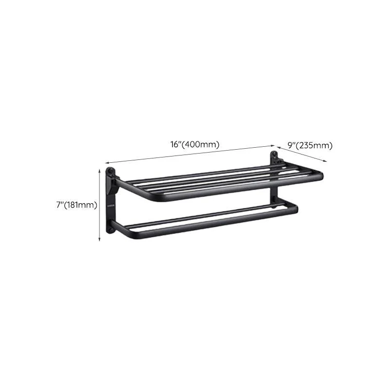 Contemporary Black Finish Bathroom Accessory Set with Bath Shelf/Towel Bar -Bathlova