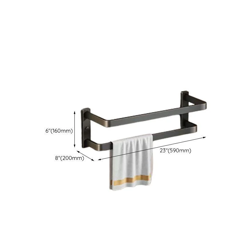 Contemporary Black Finish Bathroom Accessory Set with Bath Shelf/Towel Bar -Bathlova