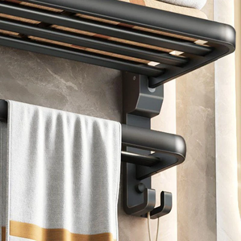 Contemporary Black Finish Bathroom Accessory Set with Bath Shelf/Towel Bar -Bathlova