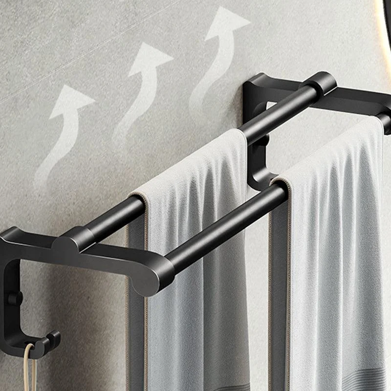 Contemporary Black Finish Bathroom Accessory Set with Bath Shelf/Towel Bar -Bathlova