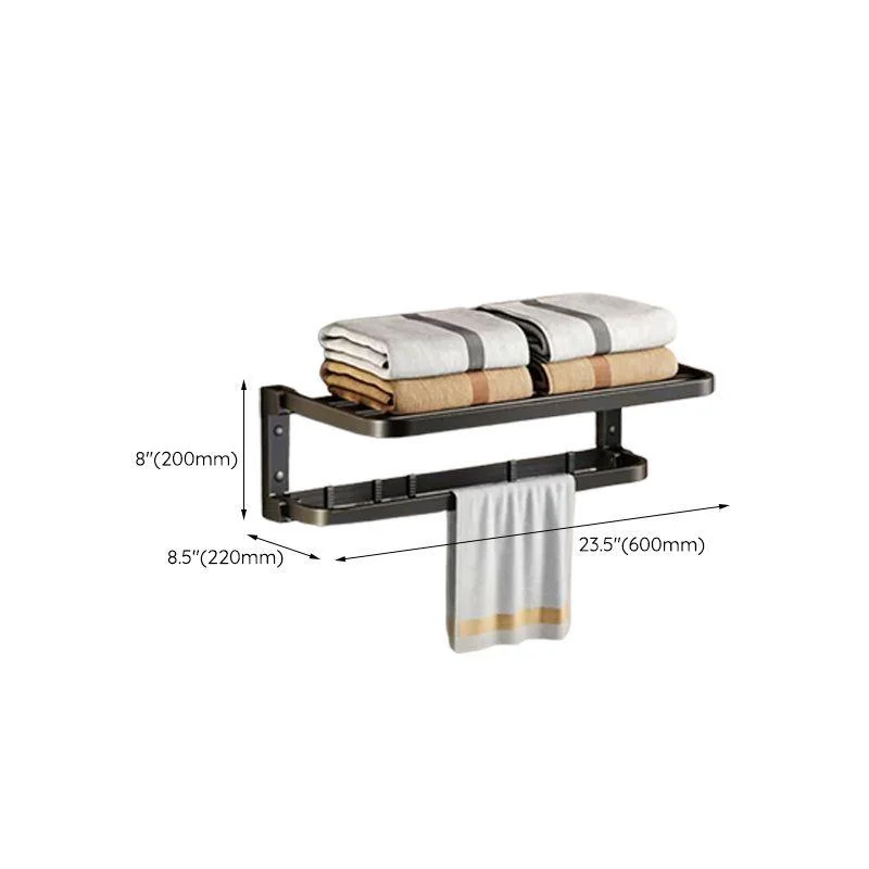 Contemporary Black Finish Bathroom Accessory Set with Bath Shelf/Towel Bar -Bathlova