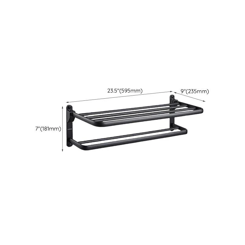 Contemporary Black Finish Bathroom Accessory Set with Bath Shelf/Towel Bar -Bathlova