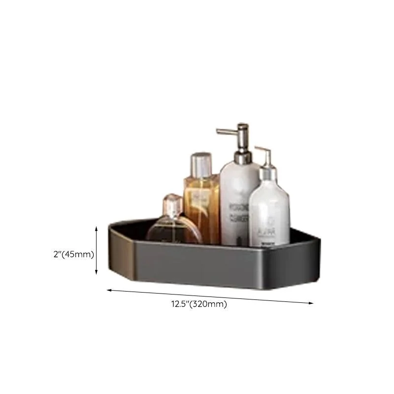 Contemporary Black Finish Bathroom Accessory Set with Bath Shelf/Towel Bar -Bathlova