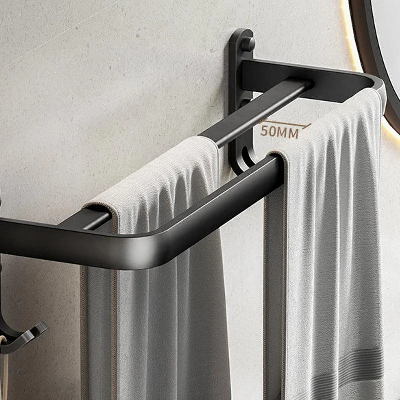 Contemporary Black Finish Bathroom Accessory Set with Bath Shelf/Towel Bar -Bathlova