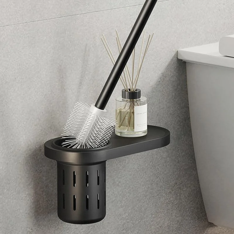 Contemporary Black Finish Bathroom Accessory Set with Bath Shelf/Towel Bar -Bathlova