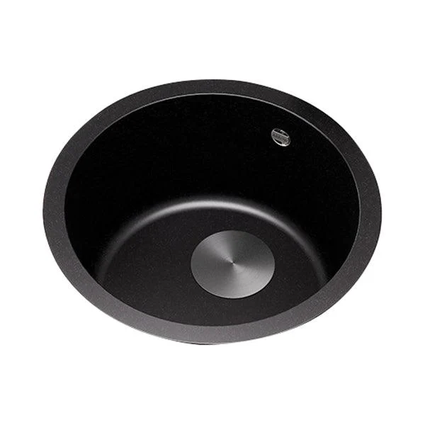 Contemporary Black Quartz Kitchen Sink Single Bowl Sink with Basket Strainer -Bathlova