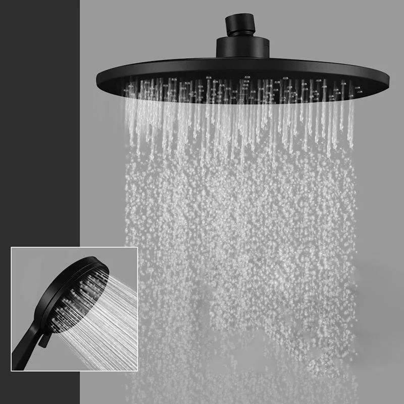 Contemporary Black Round Shower Head Combo Rain Fall Hand Shower -Bathlova