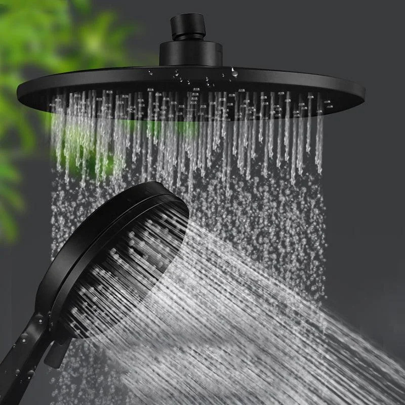 Contemporary Black Round Shower Head Combo Rain Fall Hand Shower -Bathlova