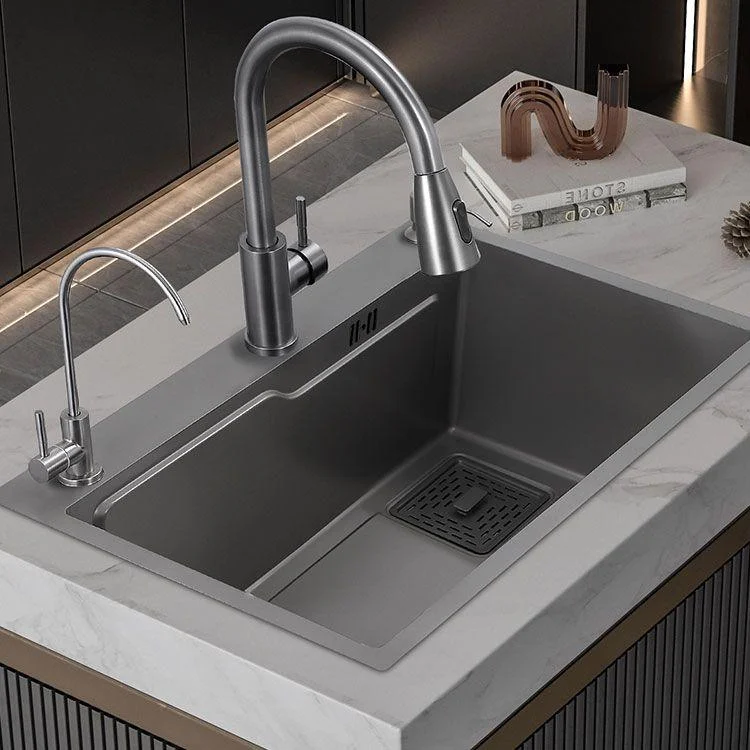 Contemporary Black Sink Stainless Steel Kitchen Sink with Soundproofing -Bathlova