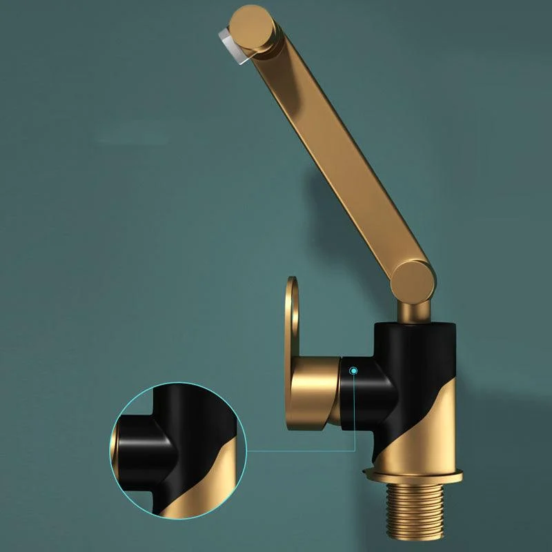 Contemporary Centerset Tap Lever Handles Rotatable Low Arc Solid Brass Circular Tap -Bathlova