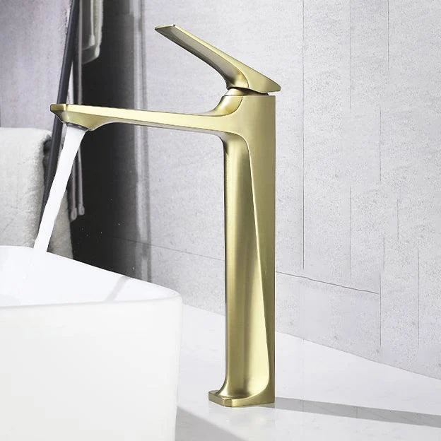 Contemporary Centerset Tap Lever Handles Single Hole Low Arc Solid Brass Square Tap -Bathlova