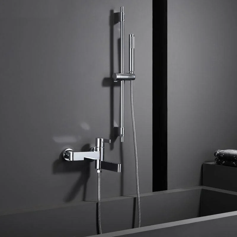 Contemporary Chrome Bath Tap Trim Swivel Wall Mounted with Hand Shower -Bathlova