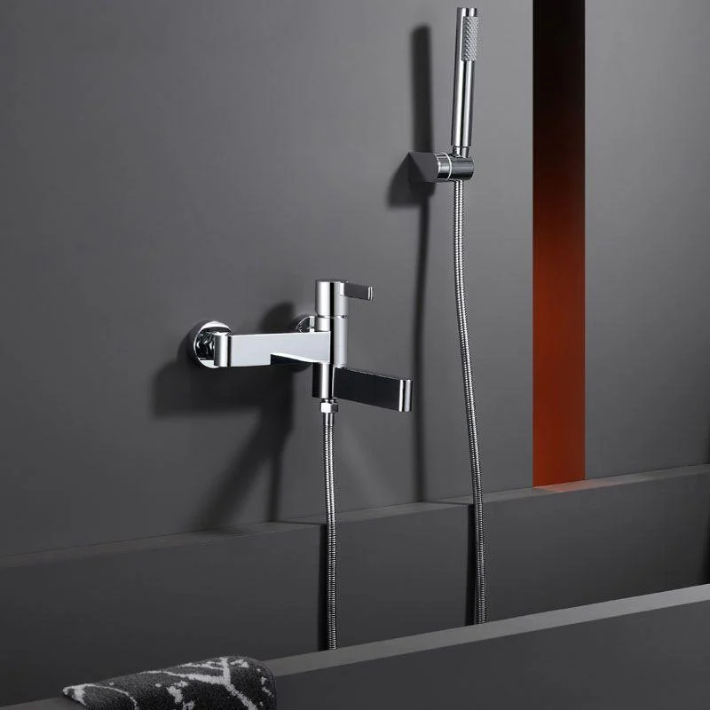 Contemporary Chrome Bath Tap Trim Swivel Wall Mounted with Hand Shower -Bathlova