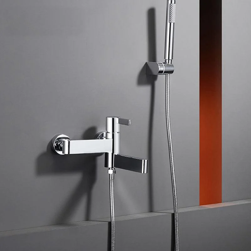 Contemporary Chrome Bath Tap Trim Swivel Wall Mounted with Hand Shower -Bathlova