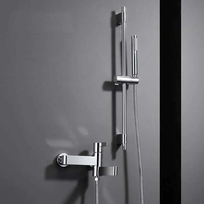 Contemporary Chrome Bath Tap Trim Swivel Wall Mounted with Hand Shower -Bathlova