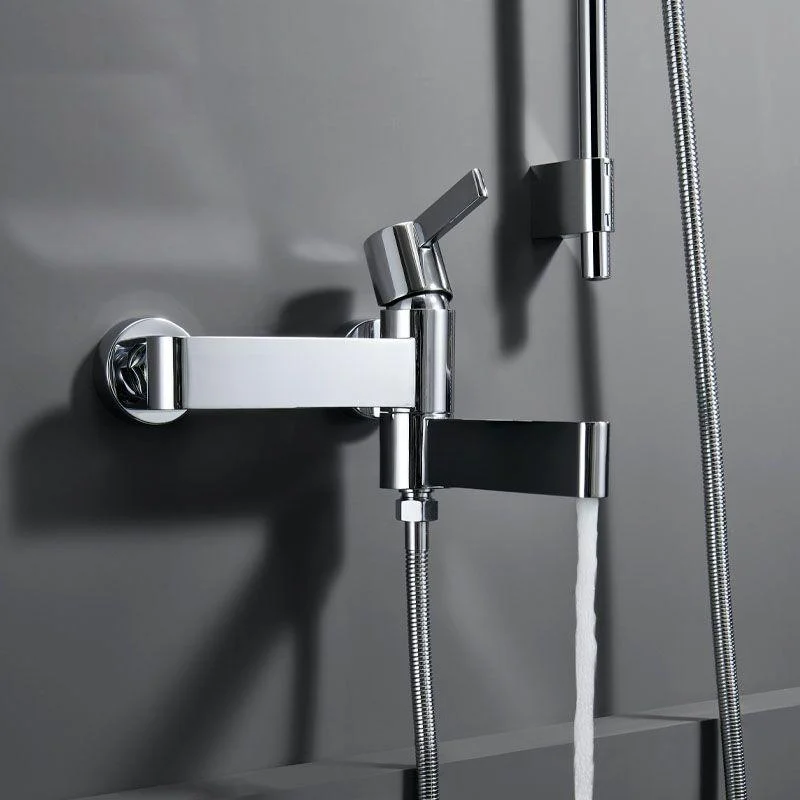 Contemporary Chrome Bath Tap Trim Swivel Wall Mounted with Hand Shower -Bathlova