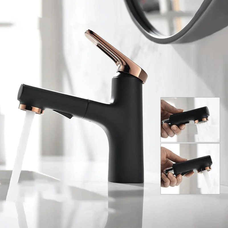 Contemporary Copper Vessel Tap Lever Handles Retractable Low Arc Vessel Tap -Bathlova