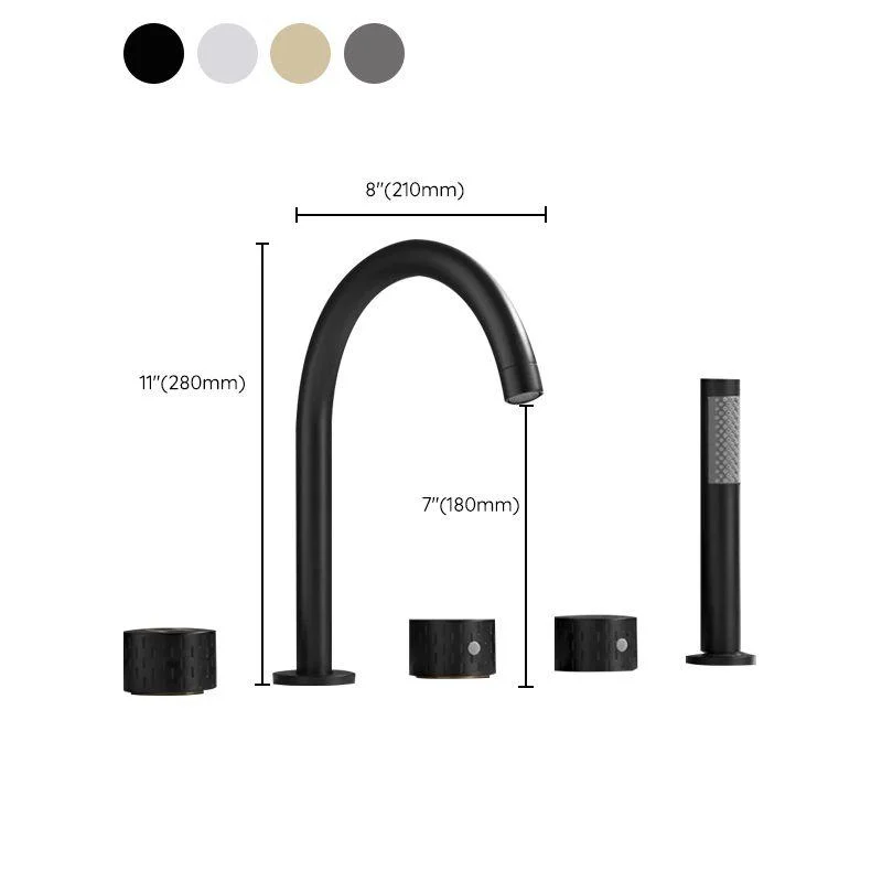 Contemporary Deck Mounted Copper Tub Tap Low Arc Roman Tub Tap Set -Bathlova